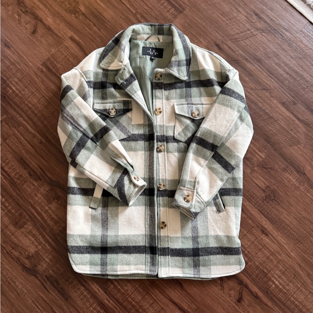 Plaid Womens Jacket - Green and Beige